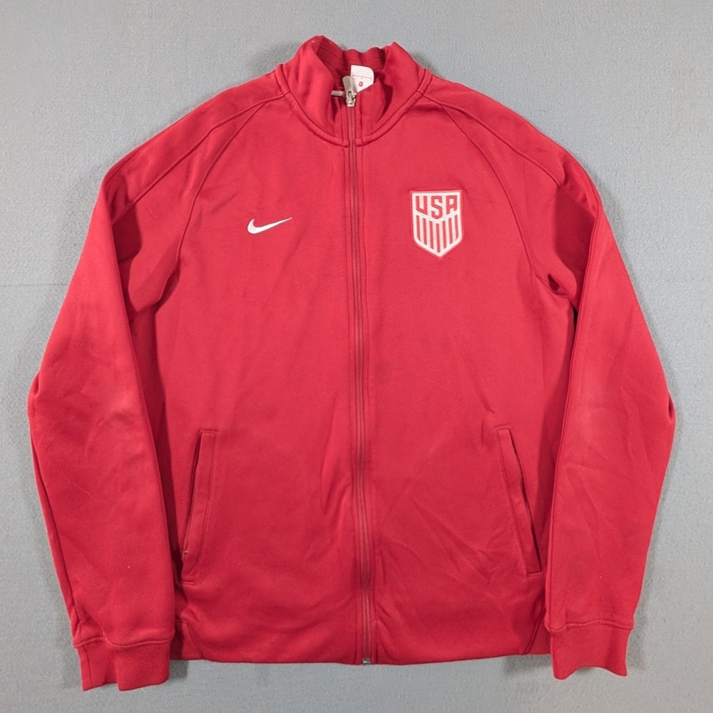 Nike USA Soccer Track Jacket Mens Large Red Full Zip‎ USMNT Football World Cup